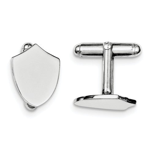 Sterling Silver Shield Design Cufflinks Cuff Links Engraved Personalized Monogram - BringJoyCollection