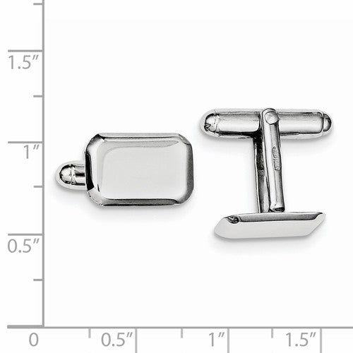 sterling silver rectangle beveled cufflinks cuff links engraved personalized monogram