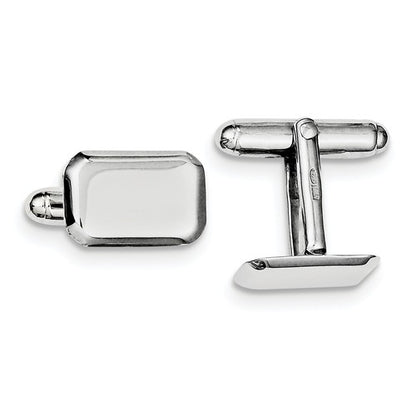 sterling silver rectangle beveled cufflinks cuff links engraved personalized monogram