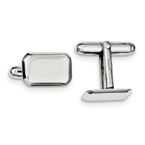 sterling silver rectangle beveled cufflinks cuff links engraved personalized monogram