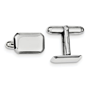 Sterling Silver Rectangle Beveled Cufflinks Cuff Links Engraved Personalized Monogram - BringJoyCollection