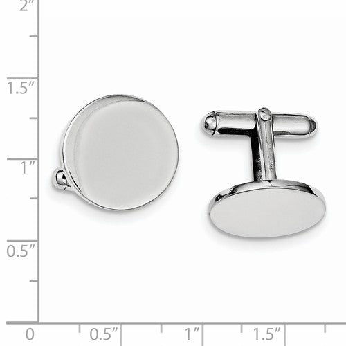 Sterling Silver Round Cufflinks Cuff Links Engraved Personalized Monogram - BringJoyCollection