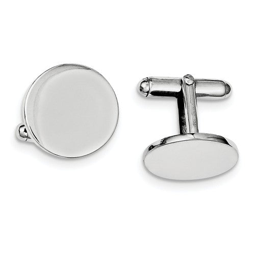 Sterling Silver Round Cufflinks Cuff Links Engraved Personalized Monogram - BringJoyCollection