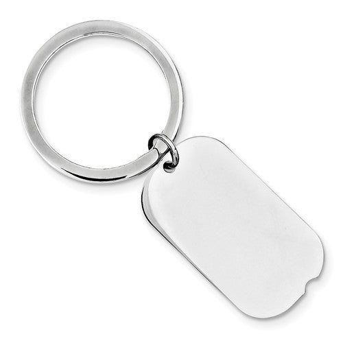 Engravable Silver Dog Tag Key Holder Ring Keychain Personalized Engraved Monogram - BringJoyCollection