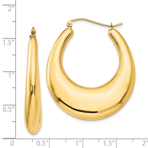 14K Yellow Gold Classic Fancy Hoop Earrings 33mm