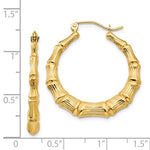 Загрузить изображение в средство просмотра галереи, 14K Yellow Gold Bamboo Hoop Earrings 27mm
