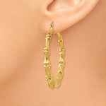 Load image into Gallery viewer, 14K Yellow Gold Bamboo Hoop Earrings 41mm
