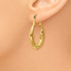 14K Yellow Gold Dolphin Hoop Earrings 23mm