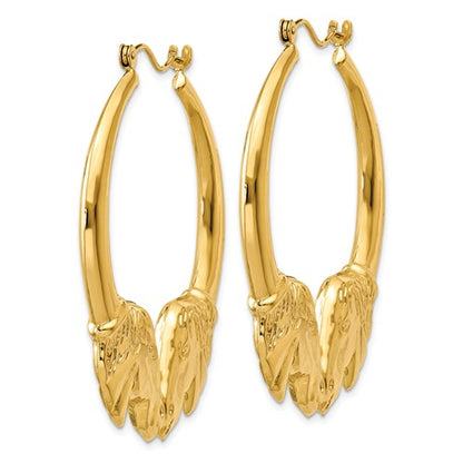 14k yellow gold horse hoop earrings 38mm