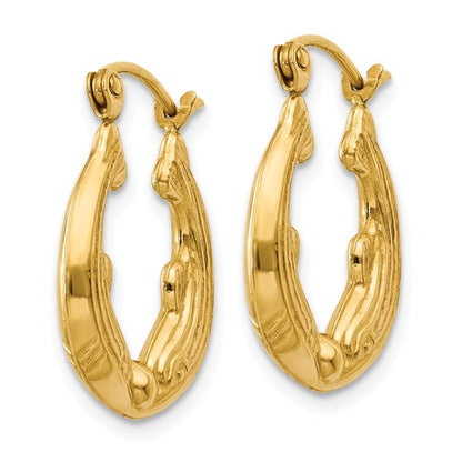 14k yellow gold dolphin hoop earrings 14mm