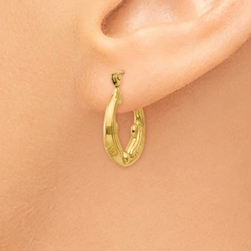 14k yellow gold dolphin hoop earrings 14mm