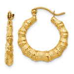 Afbeelding in Gallery-weergave laden, 14K Yellow Gold Bamboo Hoop Earrings 17mm
