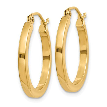 14k yellow gold square tube round hoop earrings 20mm x 2mm