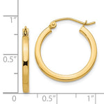 Lataa kuva Galleria-katseluun, 14k Yellow Gold Square Tube Round Hoop Earrings 20mm x 2mm
