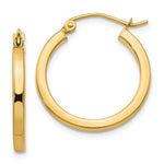 Загрузить изображение в средство просмотра галереи, 14k Yellow Gold Square Tube Round Hoop Earrings 20mm x 2mm
