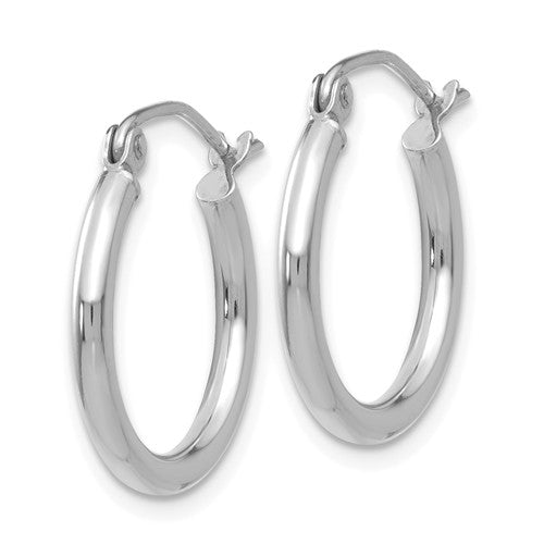 14k white gold classic round hoop earrings 17mmx2mm