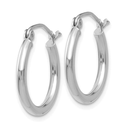 14k white gold classic round hoop earrings 17mmx2mm