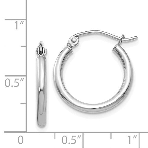 14k white gold classic round hoop earrings 17mmx2mm