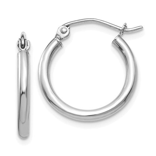 14k white gold classic round hoop earrings 17mmx2mm