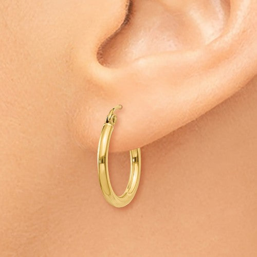 14k yellow gold classic round hoop earrings 17mmx2mm
