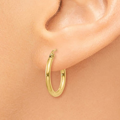 14k yellow gold classic round hoop earrings 17mmx2mm