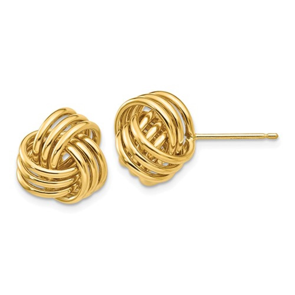 14k Yellow Gold 12mm Triple Love Knot Post Earrings CKLT570