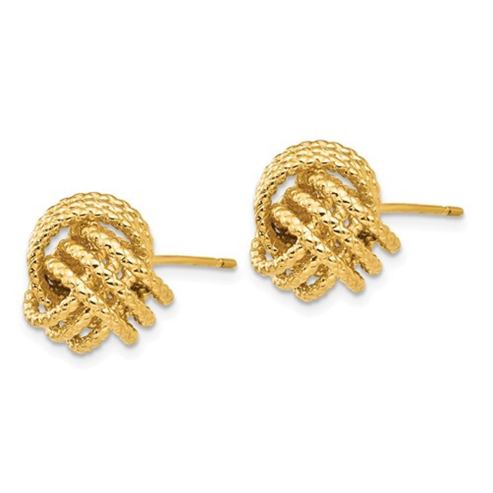 14k yellow gold 12mm love knot post stud earrings