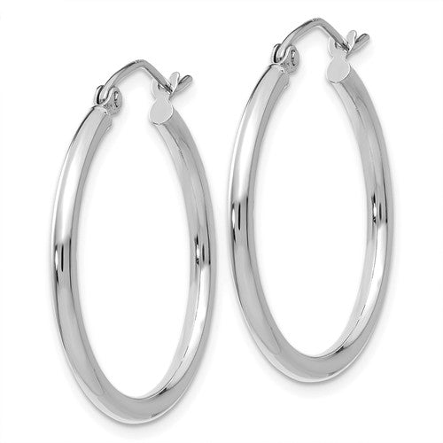 14k White Gold Classic Round Hoop Earrings 25mmx2mm