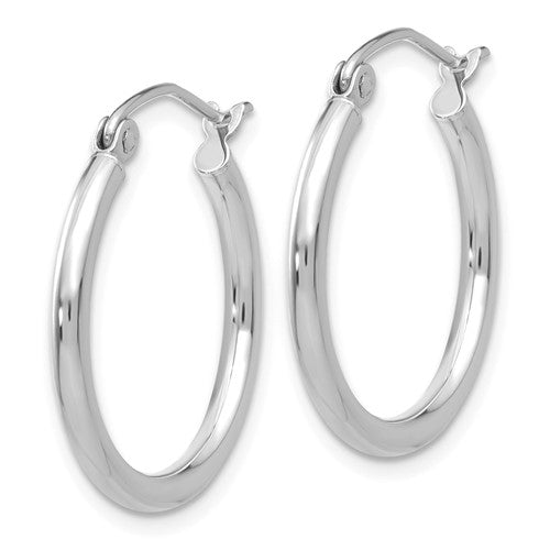 14k white gold classic round hoop earrings 20mmx2mm