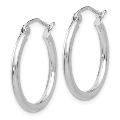 14k white gold classic round hoop earrings 20mmx2mm