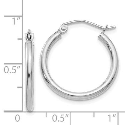14k white gold classic round hoop earrings 20mmx2mm