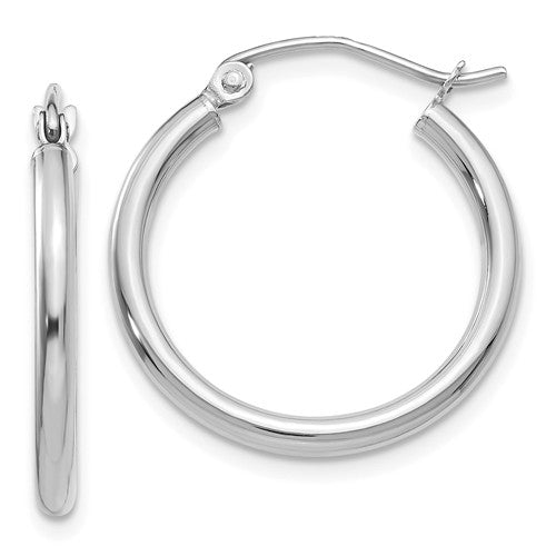 14k white gold classic round hoop earrings 20mmx2mm