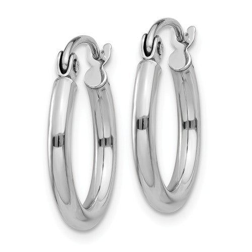 14k White Gold Classic Round Hoop Earrings 15mmx2mm