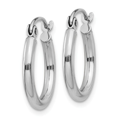 14k white gold classic round hoop earrings 15mmx2mm