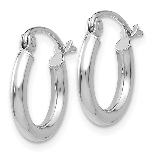 14k White Gold Classic Round Hoop Earrings 11mmx2mm