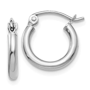 14k white gold classic round hoop earrings 11mmx2mm