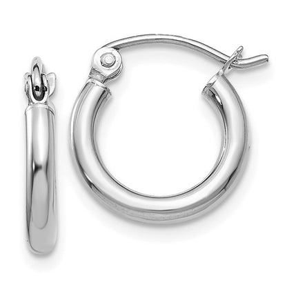 14k white gold classic round hoop earrings 11mmx2mm