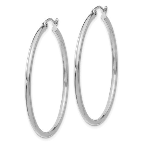 14k White Gold Classic Round Hoop Earrings 40mmx2mm