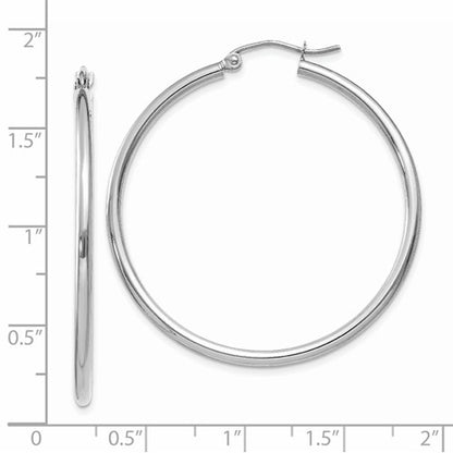 14k white gold classic round hoop earrings 40mmx2mm