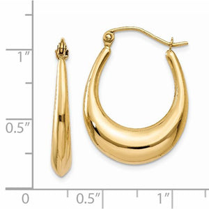 14K Yellow Gold Shrimp Classic Hoop Earrings 25mm
