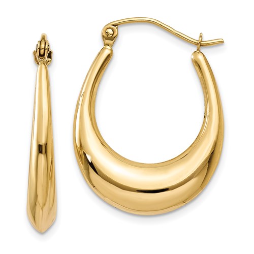 14K Yellow Gold Shrimp Classic Hoop Earrings 25mm