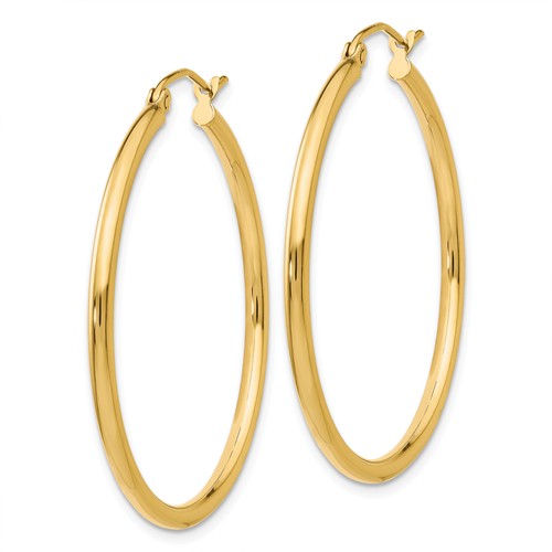 14k Yellow Gold Classic Round Hoop Earrings 34mmx2mm