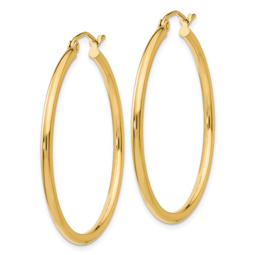 14k yellow gold classic round hoop earrings 34mmx2mm