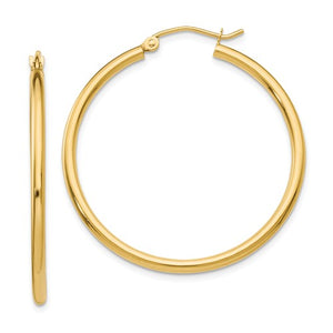 14k Yellow Gold Classic Round Hoop Earrings 34mmx2mm