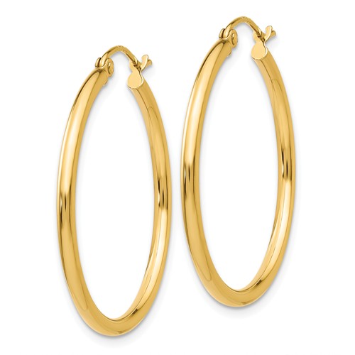 14k Yellow Gold Classic Round Hoop Earrings 30mmx2mm