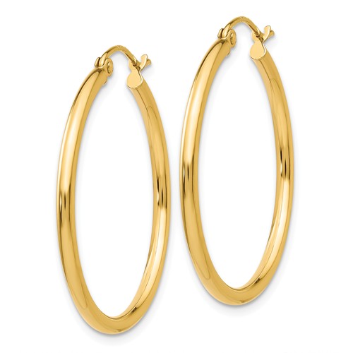 14k yellow gold classic round hoop earrings 30mmx2mm