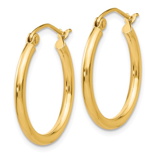 14k yellow gold classic round hoop earrings 20mmx2mm