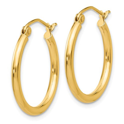 14k yellow gold classic round hoop earrings 20mmx2mm