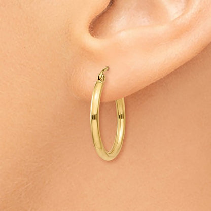 14k yellow gold classic round hoop earrings 20mmx2mm