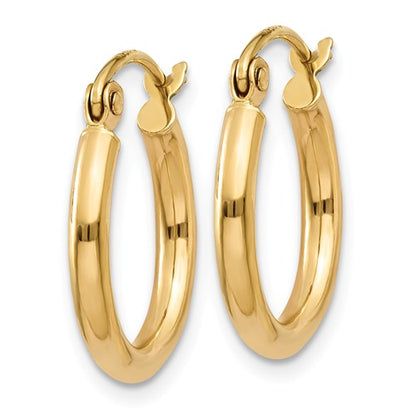 14k yellow gold classic round hoop earrings 14mmx2mm